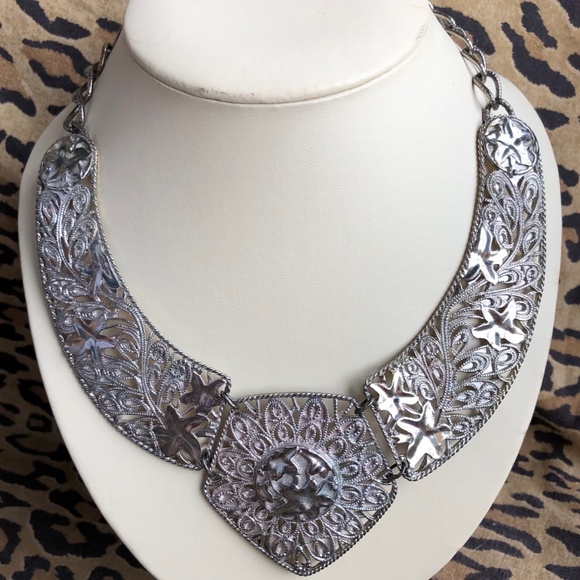 VTG 1980s 1990s Bib Statement Necklace Barrera for Avon Falling Leaves 20" - Picture 1 of 10